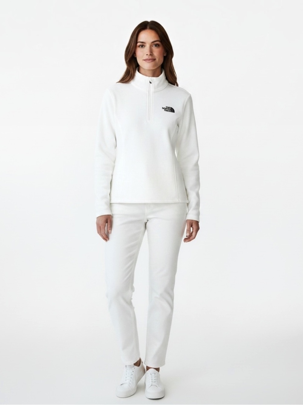 The North Face White TKA Glacier 1/4 Zip Fleece Pullover - Size M